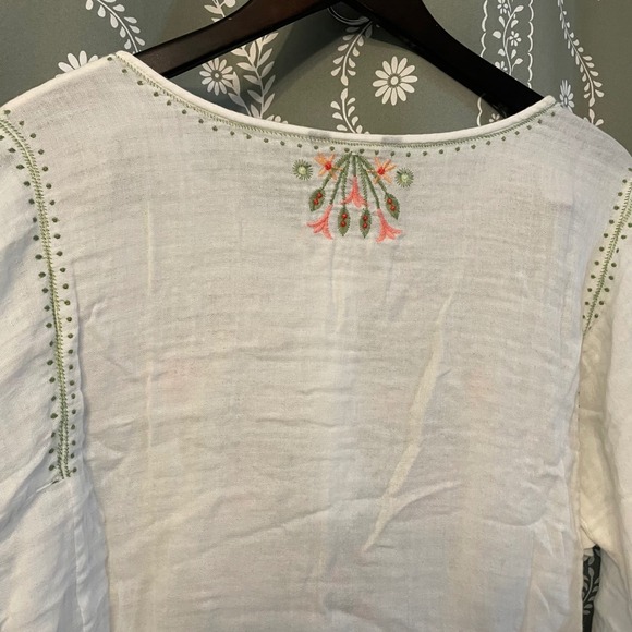 NEW‎ Eddie Bauer Embroidered Gauze Tunic Top White Coastal Boho Cottage Lagen XL - Picture 4 of 9